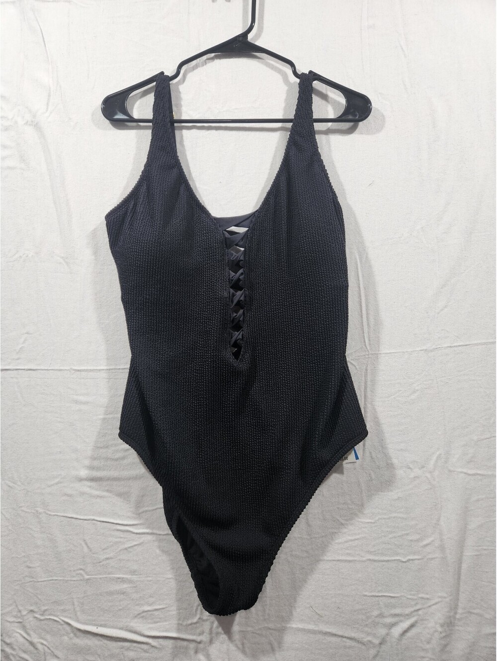 Bleu Rod Beattie Black Pucker Up Lace Down One Piece Swimsuit Size 18W